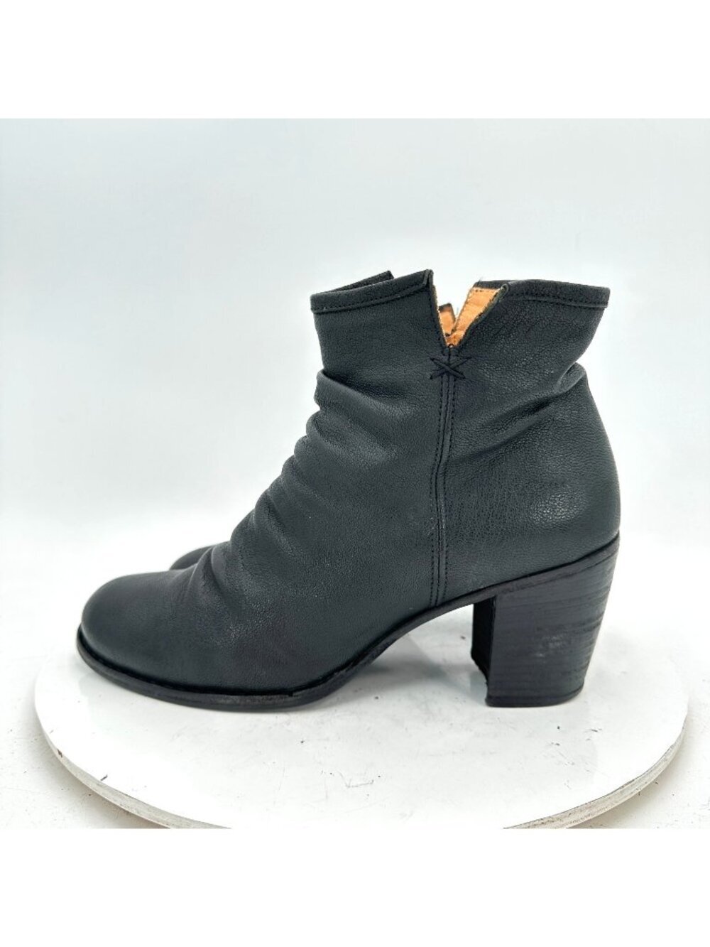Fiorentini + Baker Women Size EU 40 US 10 Black Leather Side Zip Block Heel Boot